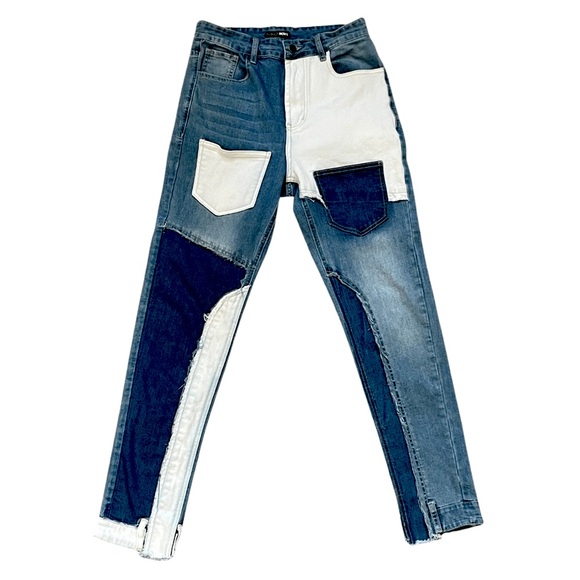High Rise Patchwork Jeans 27 - Picture 2 of 8
